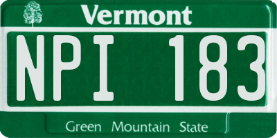 VT license plate NPI183