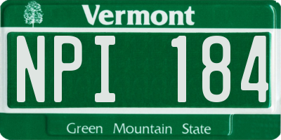 VT license plate NPI184