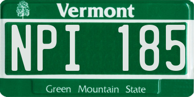 VT license plate NPI185