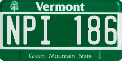VT license plate NPI186