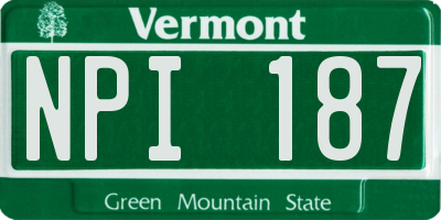 VT license plate NPI187