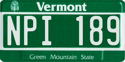 VT license plate NPI189