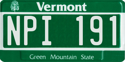 VT license plate NPI191
