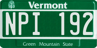 VT license plate NPI192