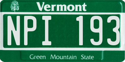 VT license plate NPI193