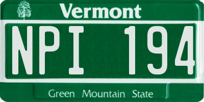 VT license plate NPI194