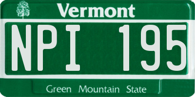 VT license plate NPI195