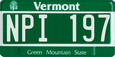 VT license plate NPI197