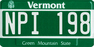 VT license plate NPI198