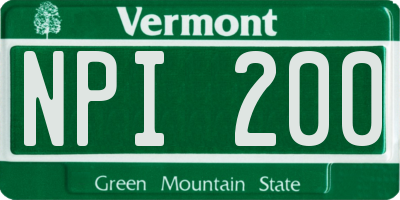 VT license plate NPI200