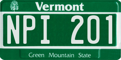 VT license plate NPI201