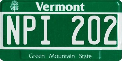 VT license plate NPI202