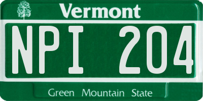 VT license plate NPI204