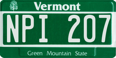 VT license plate NPI207