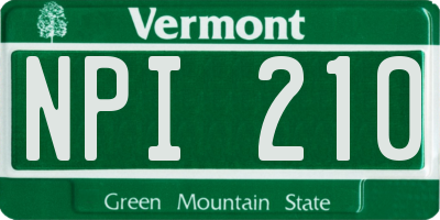 VT license plate NPI210