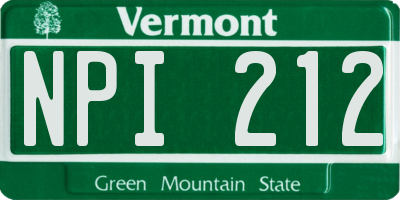 VT license plate NPI212