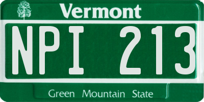 VT license plate NPI213