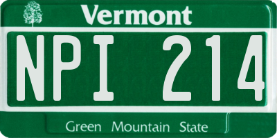 VT license plate NPI214