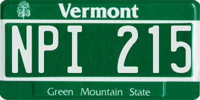 VT license plate NPI215