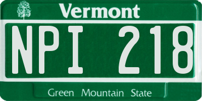 VT license plate NPI218