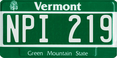VT license plate NPI219