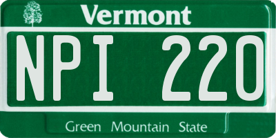 VT license plate NPI220