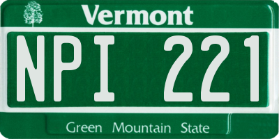VT license plate NPI221