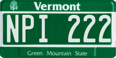 VT license plate NPI222