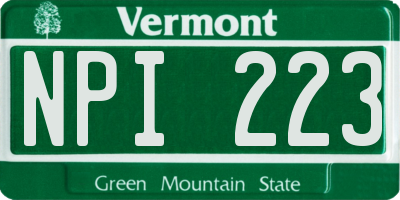 VT license plate NPI223