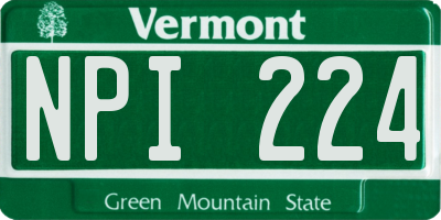 VT license plate NPI224