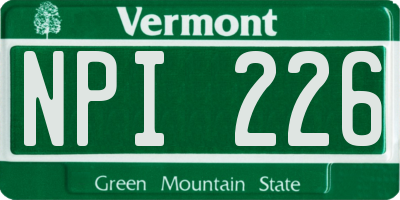 VT license plate NPI226