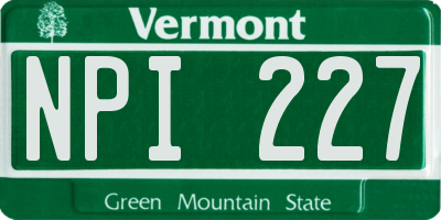 VT license plate NPI227