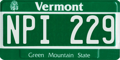 VT license plate NPI229