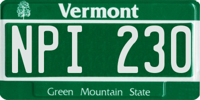 VT license plate NPI230
