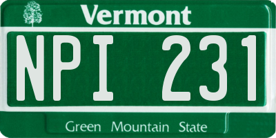 VT license plate NPI231