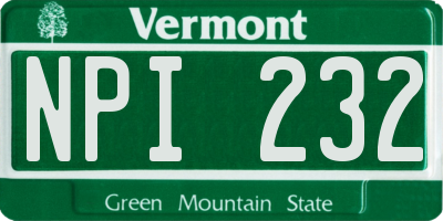 VT license plate NPI232