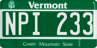 VT license plate NPI233