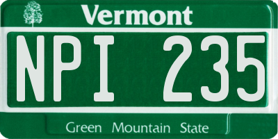 VT license plate NPI235