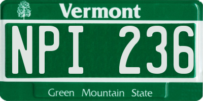 VT license plate NPI236