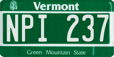 VT license plate NPI237