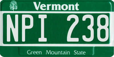 VT license plate NPI238