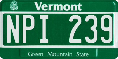 VT license plate NPI239