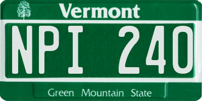 VT license plate NPI240