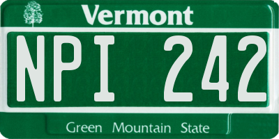 VT license plate NPI242