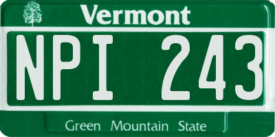 VT license plate NPI243