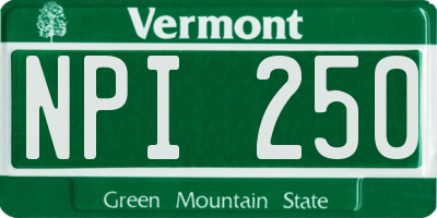 VT license plate NPI250