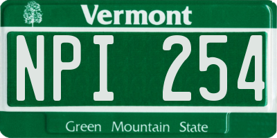 VT license plate NPI254