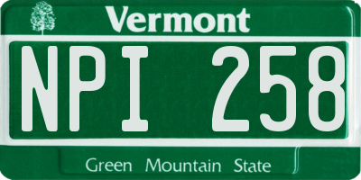 VT license plate NPI258