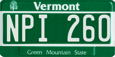 VT license plate NPI260