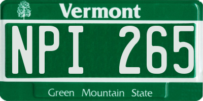 VT license plate NPI265